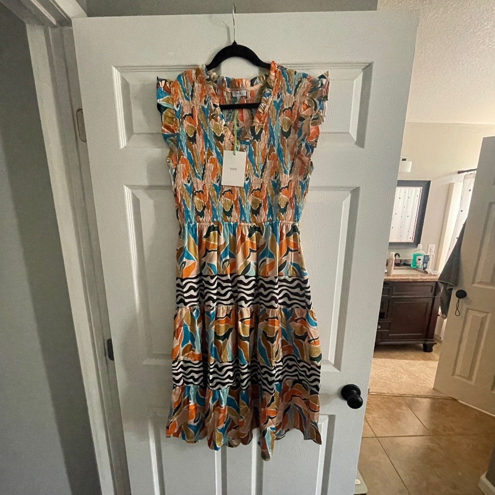 Colorful Patterned Midi Dress